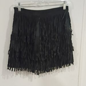 Alice + Olivia Black Fringe Mini Skirt